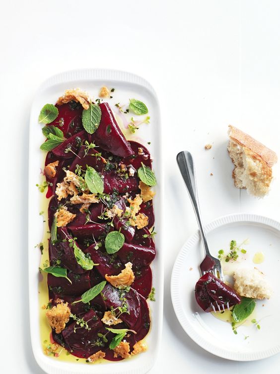 Beet Carpaccio with Crispy Feta and Mint